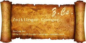 Zeitlinger Csenger névjegykártya